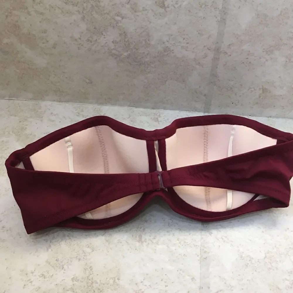 J CREW STRAPLESS BANDEAU BIKINI TOP IN WINE‎